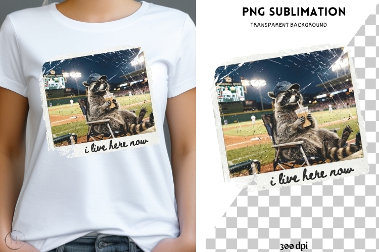 Funny raccoon png design for T-shirts