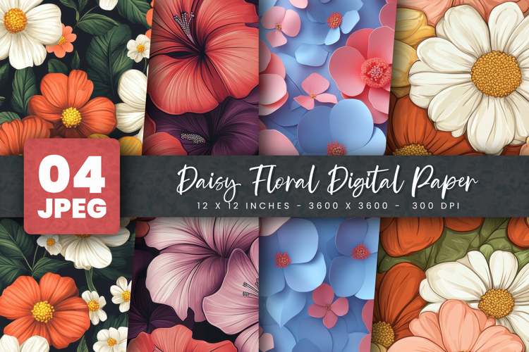 Daisy Floral Digital Paper