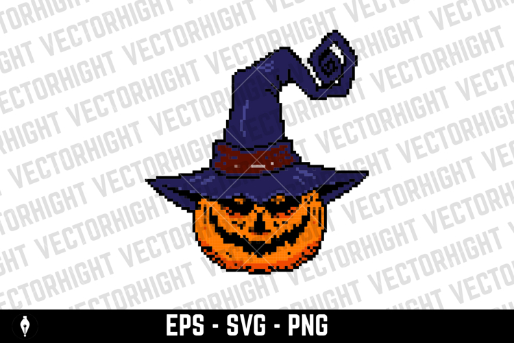Pixel art halloween pumpkin icon isolated on white bg