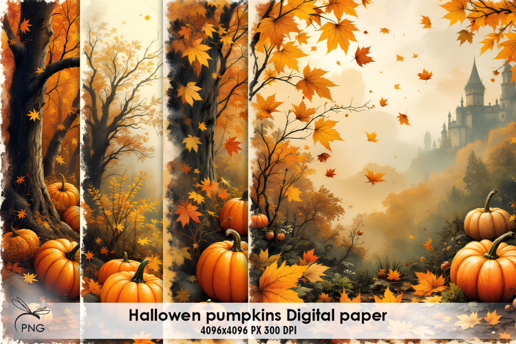 Halloween pumpkins digital paper