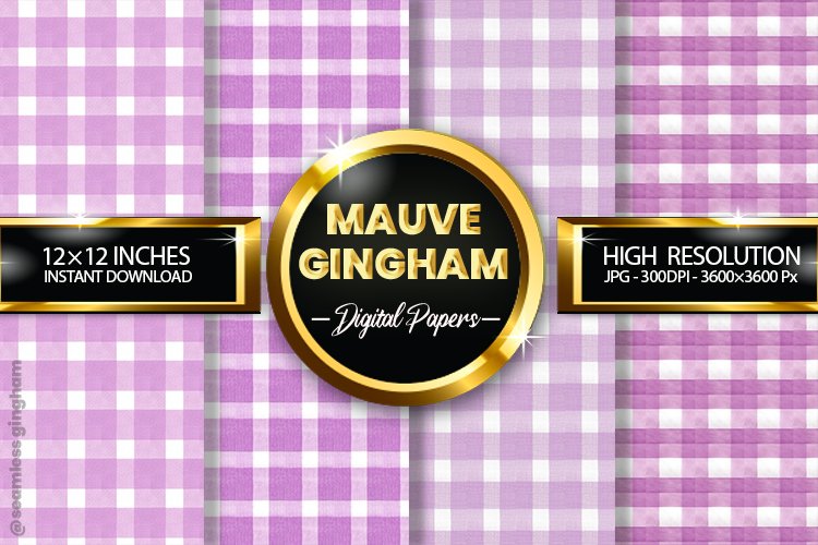 Mauve Gingham Digital Papers 04 Variations