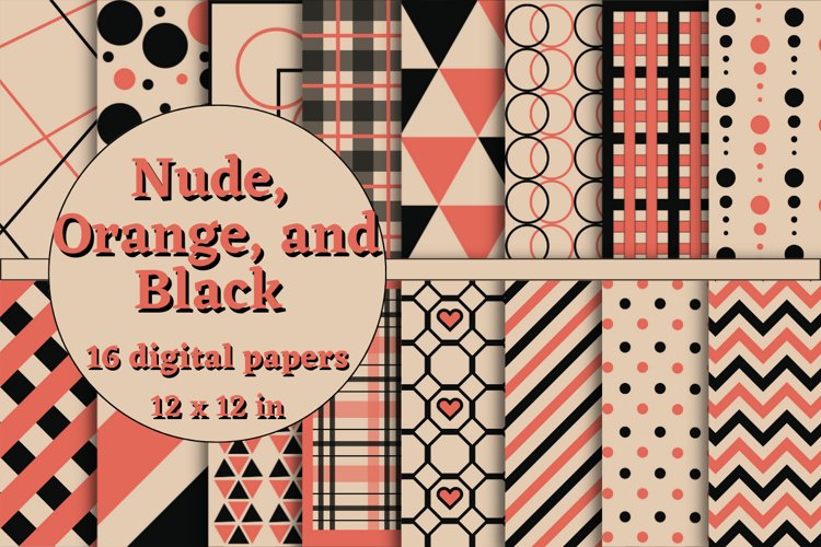 Nude, Orange, and Black Digital Papers