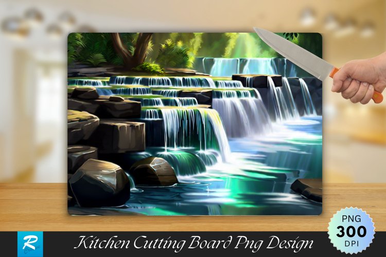 Waterfall Cutting Board Sublimation Design example image 1