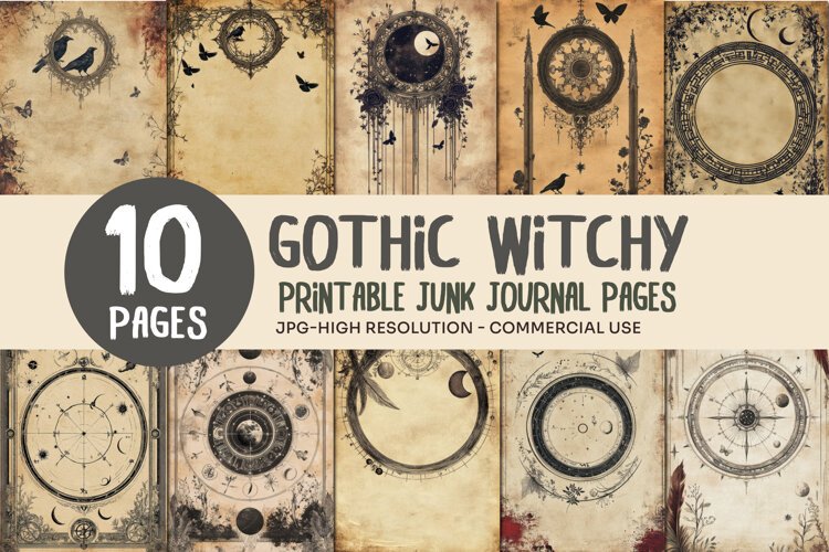 Celestial Gothic Junk Journal Pages example image 1