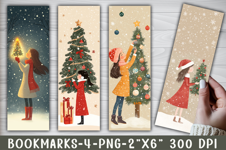 Christmas Girl Bookmark, 4 Bookmark Design