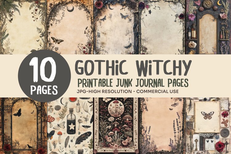 Witchy Botanical Junk Journal Pages example image 1