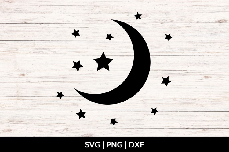 Crescent Moon and Stars SVG, Celestial Clipart