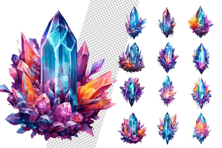 Watercolor Fairy Crystals Clipart example image 1
