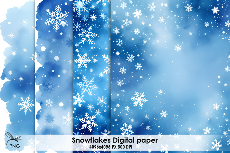 Snowflakes digital paper, Christmas background clipart