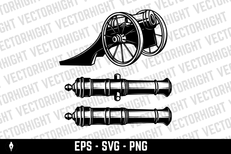 Illustration of ancient cannon. Design element for logo