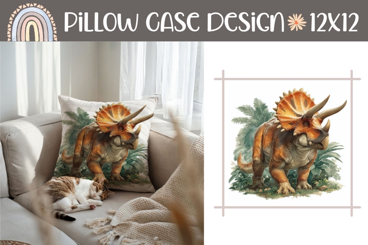 Dinosaur Pillow Case, Dino Pillow Sublimation Design