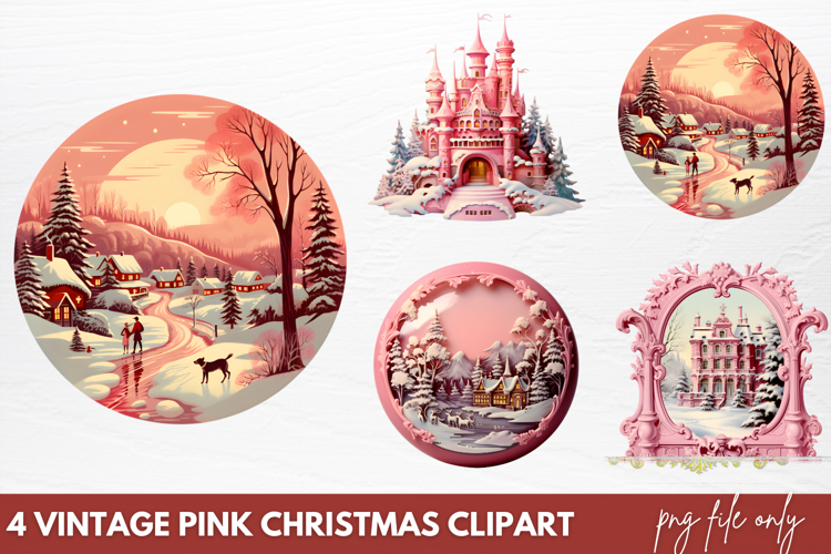 Vintage Pink Christmas Clipart
