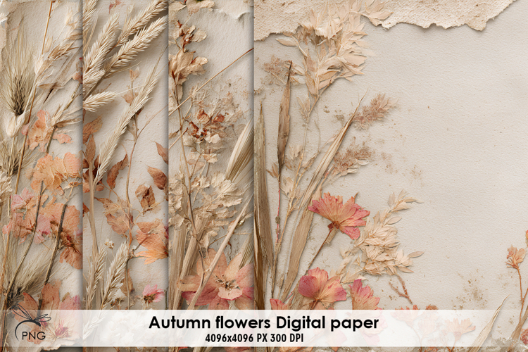 Autumn flowers digital paper