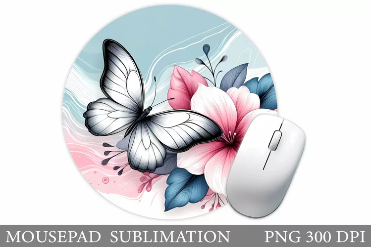 Butterfly Mouse Pad Sublimation. Flowers Mouse Pad Design