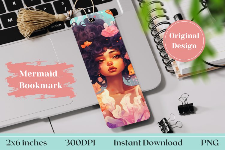 Printable Mermaid Bookmark Design, Bookmark Sublimation