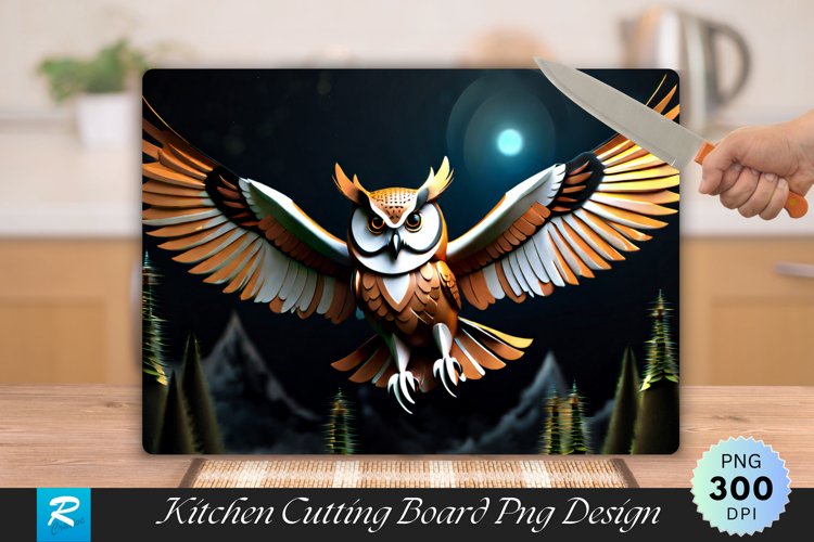 3D Owl Cutting Board Sublimation Design example image 1
