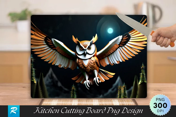 3D Owl Cutting Board Sublimation Design