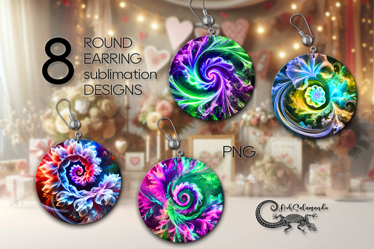 Abstract design | Round earring Sublimation bundle, PNG