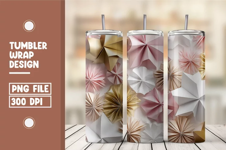 Flower Paper Cut Tumbler Wrap Design