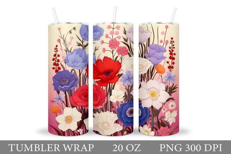 Flowers Tumbler Design. Wildflowers Tumbler Sublimation