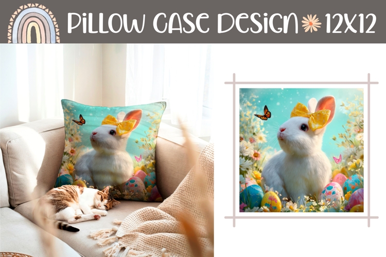 Easter Eggs Pillow Print, Funny Easter Bunny Pillow PNG