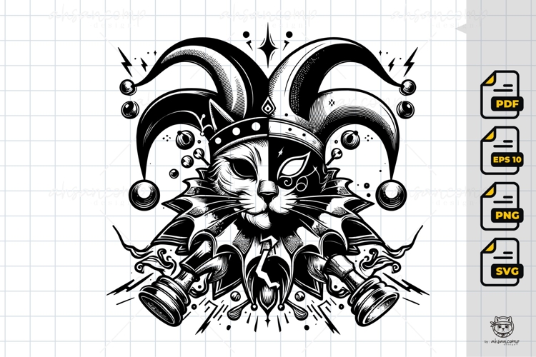 Cat Clipart Black And White Image 13