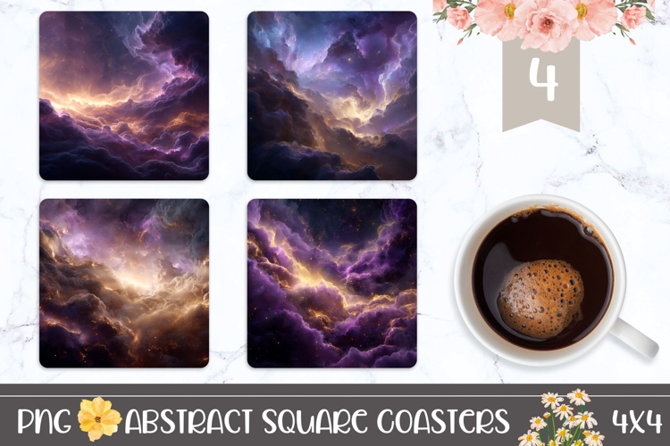 Cosmic Square Coasters, Space Square Coaster Designs
