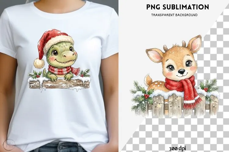 Christmas peeking character png design for T-shirts