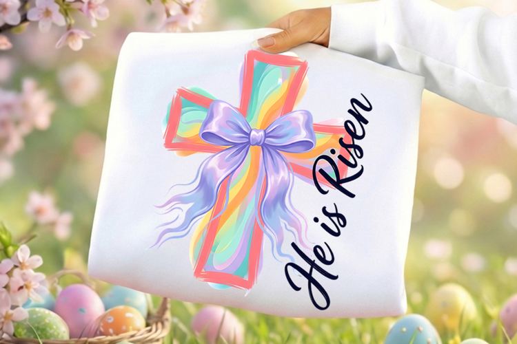 Brushstroke Easter He is Risen Cross PNG, Happy Easter PNG