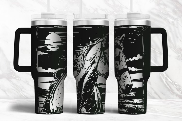 40oz Tumbler laser svg Horse wrap example image 1