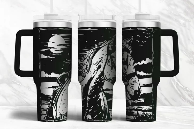 40oz Tumbler laser svg Horse wrap