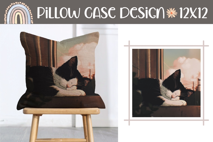 Cartoon Cat Pillow Design, Animals Pillow Template
