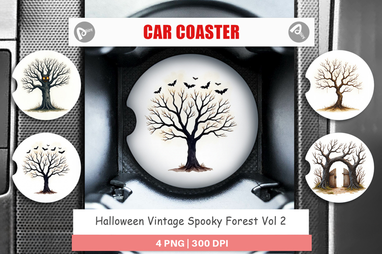 Halloween Vintage Forest Car Coaster
