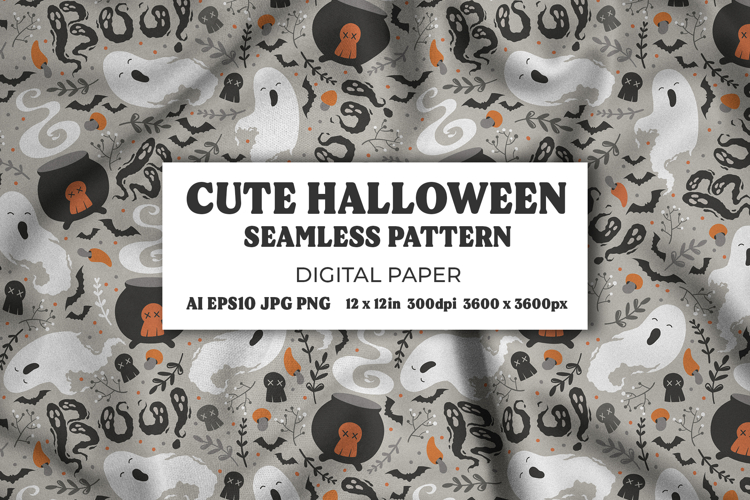 Halloween Seamless Digital Paper, Cute Pattern Design