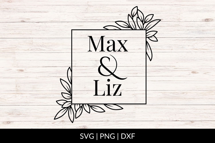 Hand Drawn Wedding Frame SVG With Corner Leaves