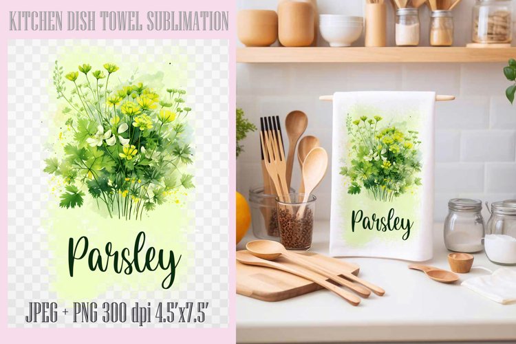 Parsley | Kitchen Dish Towel Sublimation example image 1