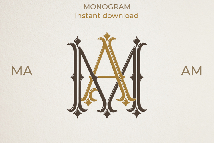 MA AM Wedding Monogram Logo | Elegant Initials Vector