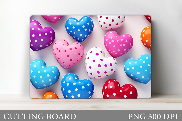 3D Hearts Cutting Board. Colorful Hearts Cutting Board