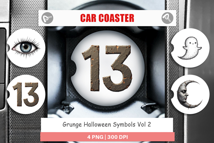 Grunge Symbols Car Coaster
