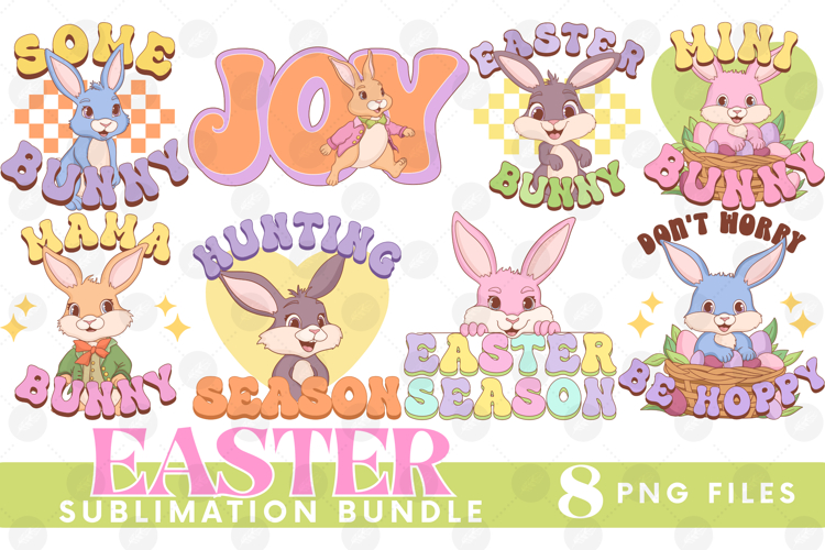 Easter Sublimation PNG Bundle Bunny Chick Farm Hip Hop Joy