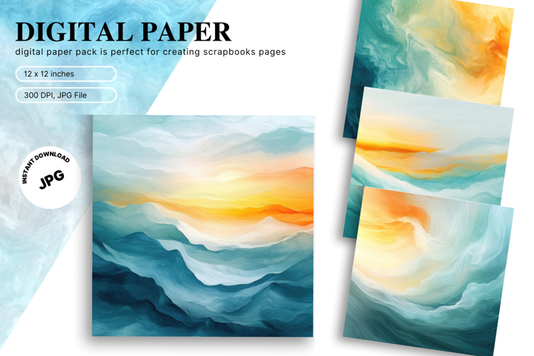 Green Watercolor Alcohol Ink Background Digital Paper