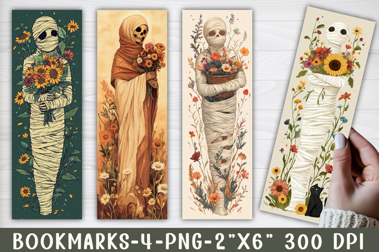 Cottagecore Mummies Printable Bookmarks, 4 Bookmark Design
