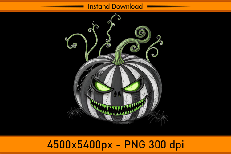 Evil Striped Pumpkin Face Halloween Sublimation PNG