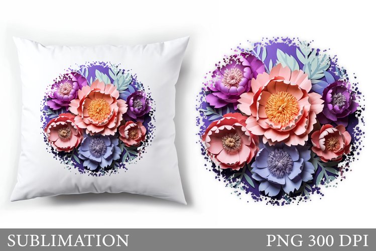 Floral Sublimation. Flowers Pillow Sublimation example image 1