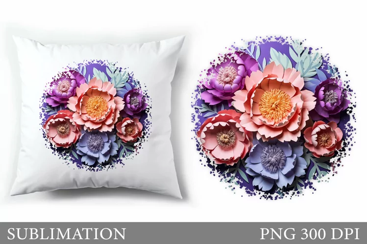 Floral Sublimation. Flowers Pillow Sublimation