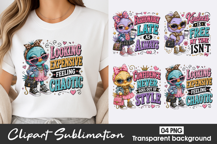 Funny Fashion Bird Clipart Sublimation PNG