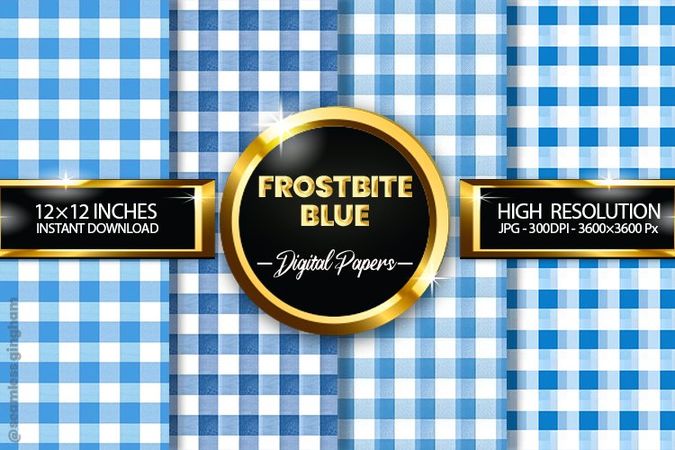 Frostbite Blue Gingham Digital Papers 04 Variations example image 1