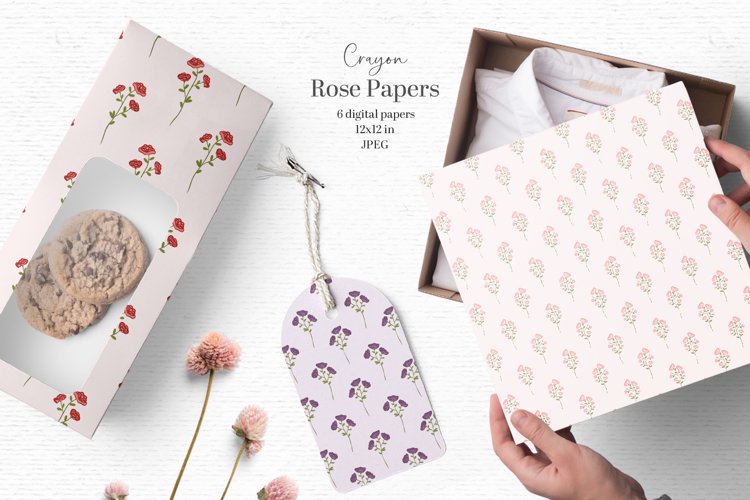 Cute rose digital papers example image 1