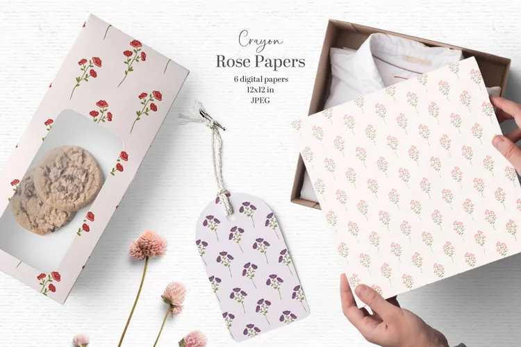 Cute rose digital papers