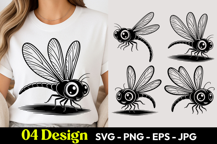 Cute Dragonfly SVG PNG example image 1